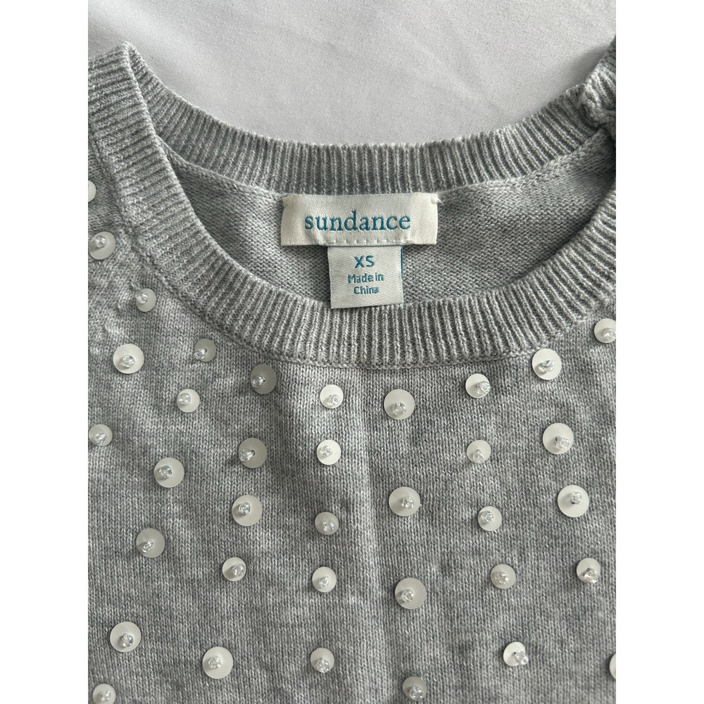 Sundance Sequin Pullover Sweater Womens Size XS Gray Classic Preppy - Picture 3 of 7